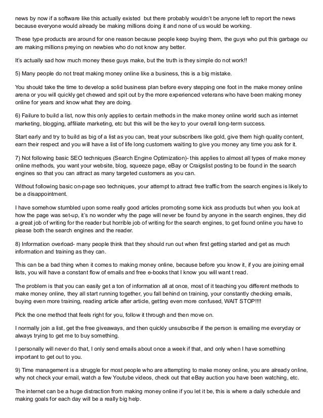 Top 10 Reasons People Fail To Make Money Online - 3 news